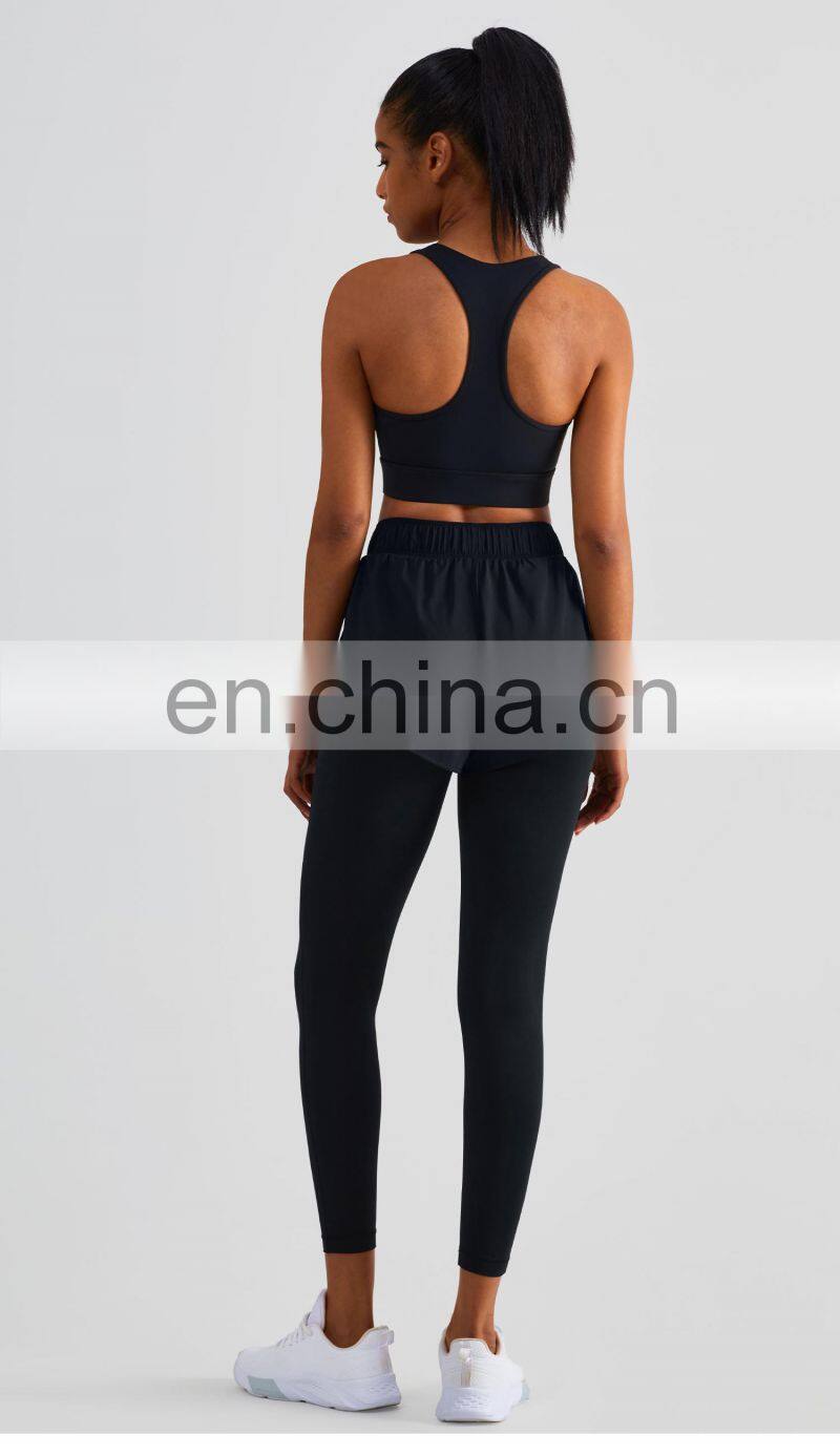 2 In 1 Piece Yoga Pockets Leggings With Quick Dry Shorts Custom Women Workout Gym Pants