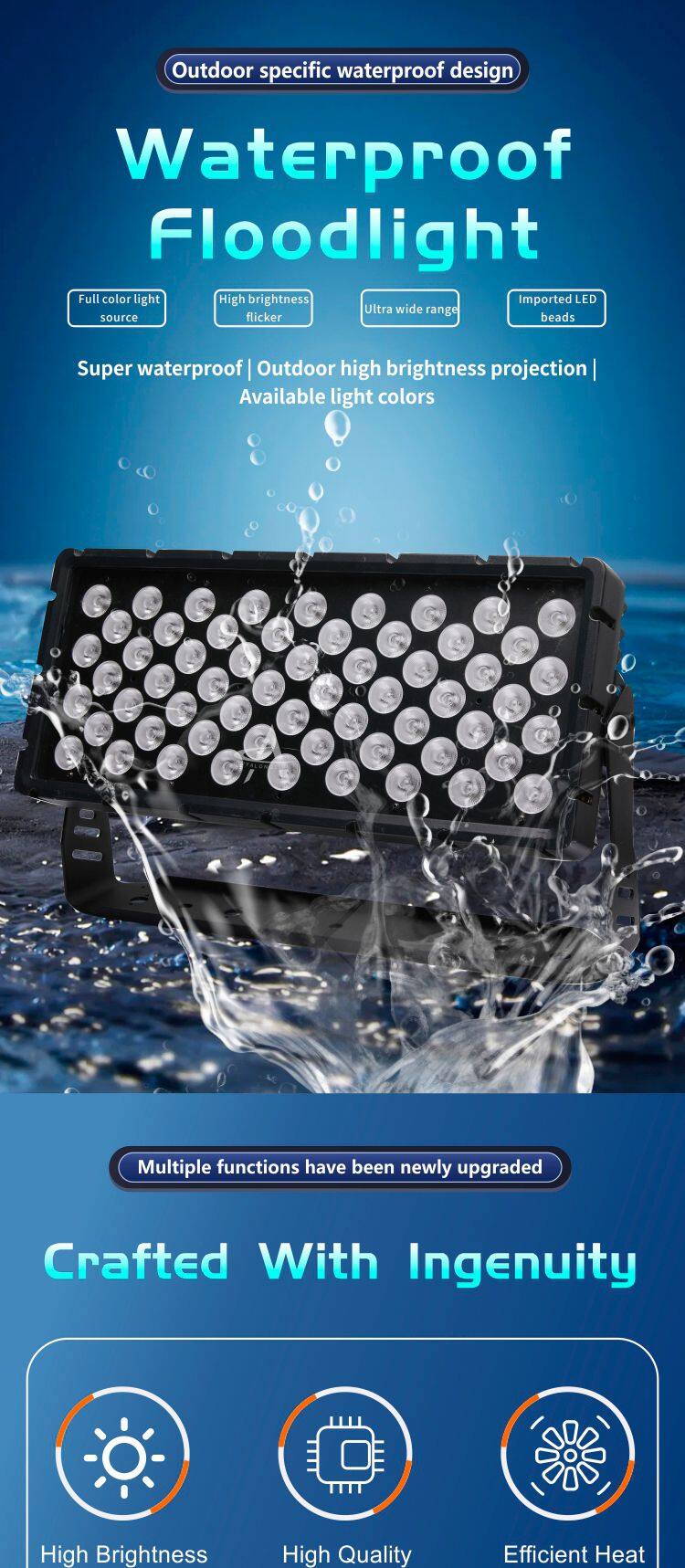 TG60 IP65 LED Waterproof Floodlight 60x15W RGBW 4in1 800W DMX Effect Light