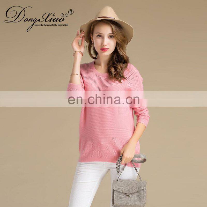 Cozy Crew Neck Woman Sweaters Long Sleeve Knitted 100% Cashmere Pullover Sweater