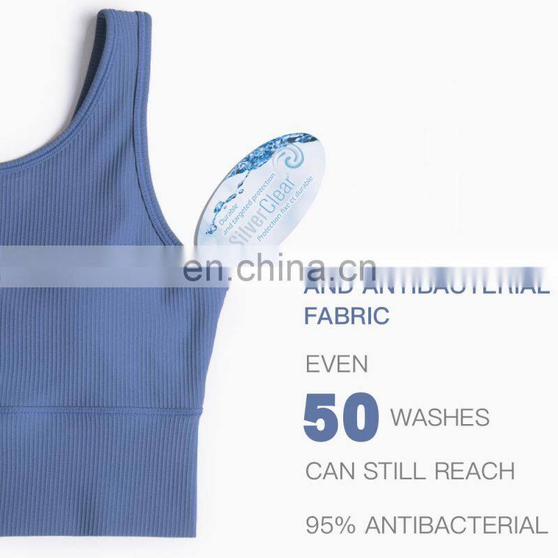 New arrival Ribbed Tank Top Women Sports Bra High Impact Fitness Workout Yoga Bra