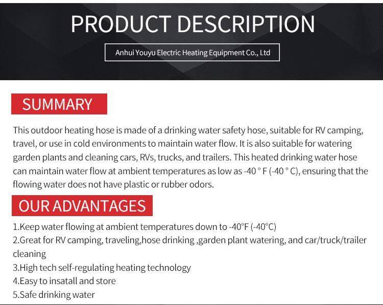 Youyu Heated RV Water Hose Heated Garden Hose for Discharge Drinking Water