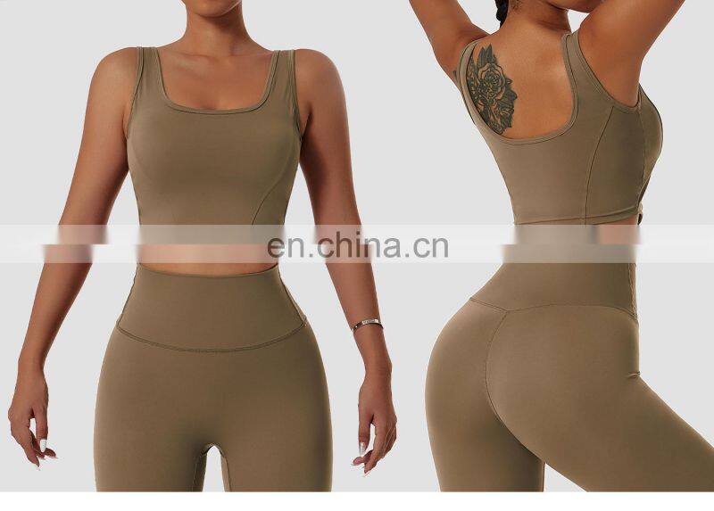 Factory Sales High Impact Sports Workout Bras Wide Straps Fitness Yoga Crop Tops