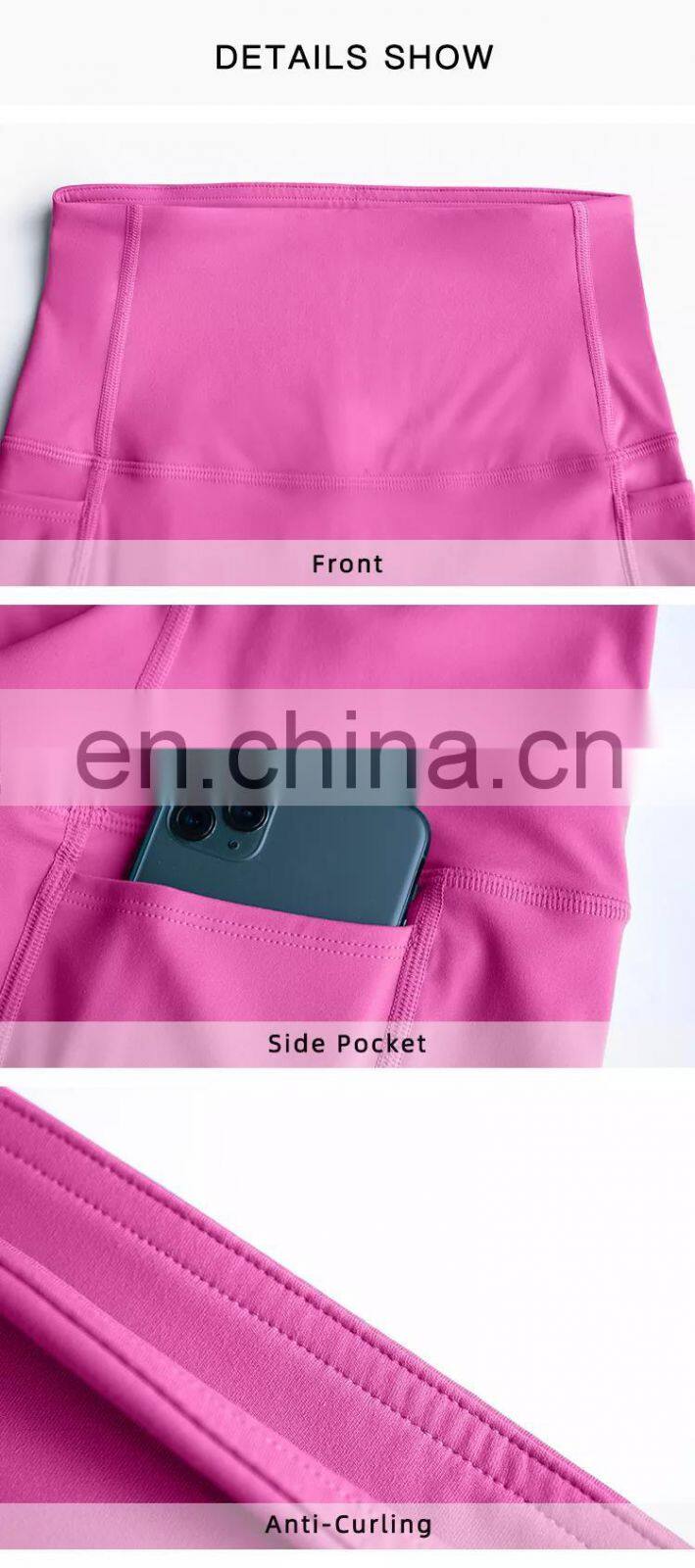 High Waist Yoga Leggings Without T Line Factory Sales Gym Sports Side Pockets Pants