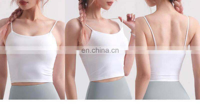 Custom 2 In 1 Design Longline Thin Straps Sports Bras Wide Hem Women Tank Tops