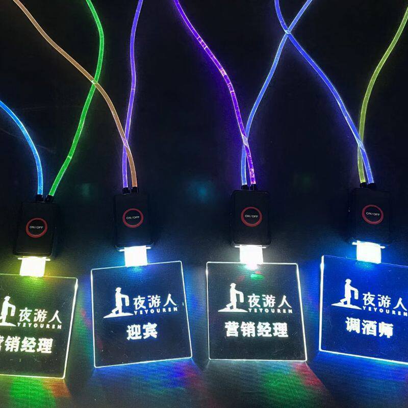 Party decoration flashing LED pendant necklace custom logo ID card LED lanyard