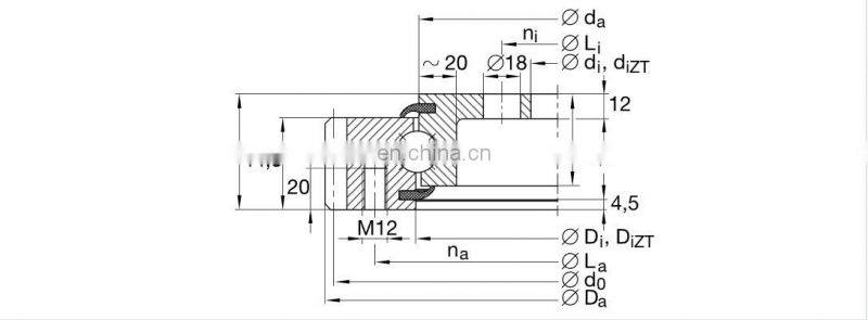 Outer Ring Diameter 640.3mm  VLA200544-N Flange four Point Contact Ball Slewing Bearing Swing Bearing for Mining Equipments