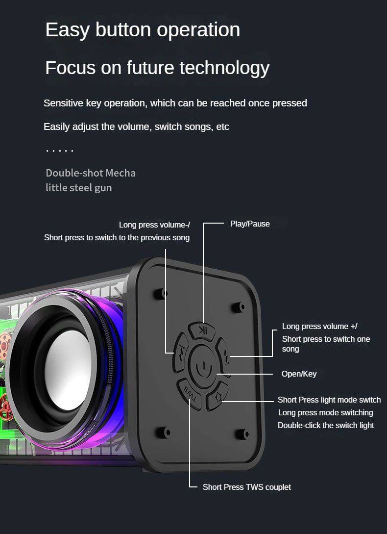 V8  New Arrived LED  Night Light  Multi Transparent Bluetooth Speakers RGB Light Wireless Outdoor Sports Bluetooth Speaker