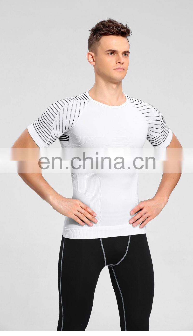 Wholesale New Ribbed Knitted Sports Men's T Shirts Breathable Training Shirt