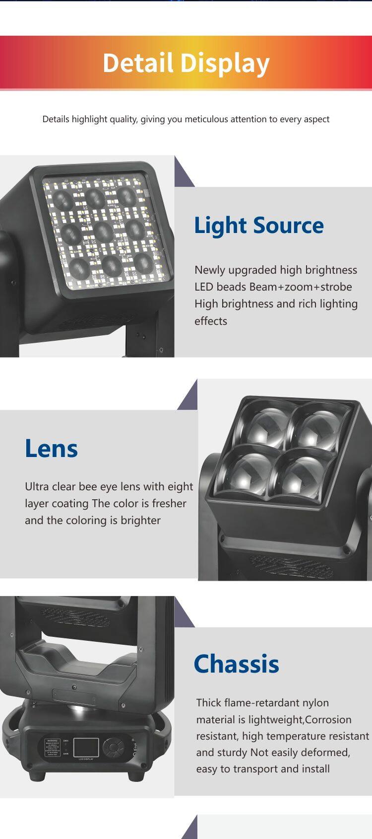 WJ460 Professional Lighting Factory Wholesale 4x60W Double-sided Electrodeless Beam Lighting Double Moving Head Light