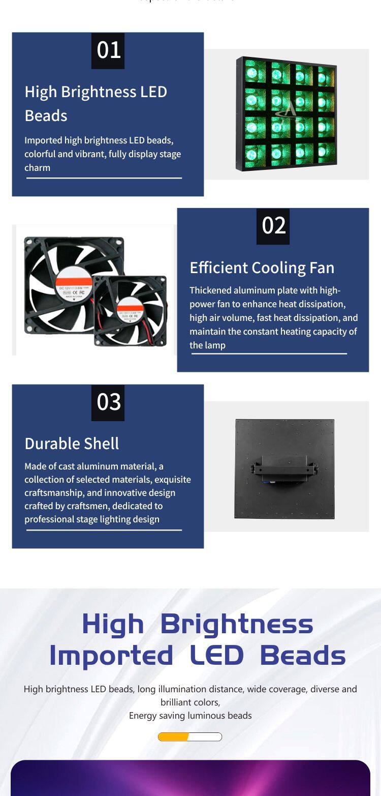 JZ1620L Factory Wholesale 4x4 Matrix light 16x20W Full Color 4in1 LED Lighting Manufacturer Stage Effect Light