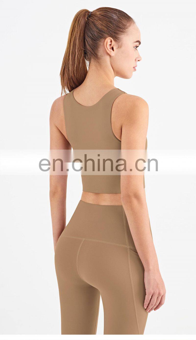 Fashion Custom Sports Bra With High Neck Running Shockproof Yoga Bra Fitness Tank Top Women