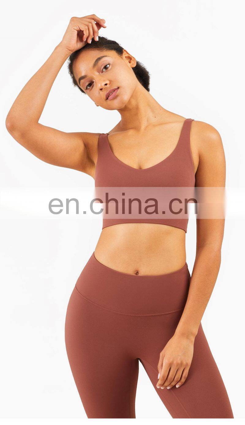 LOLOLULU Private Label Women Gym Yoga Bra V Neck Tank Top Fitness Athletic Clothes