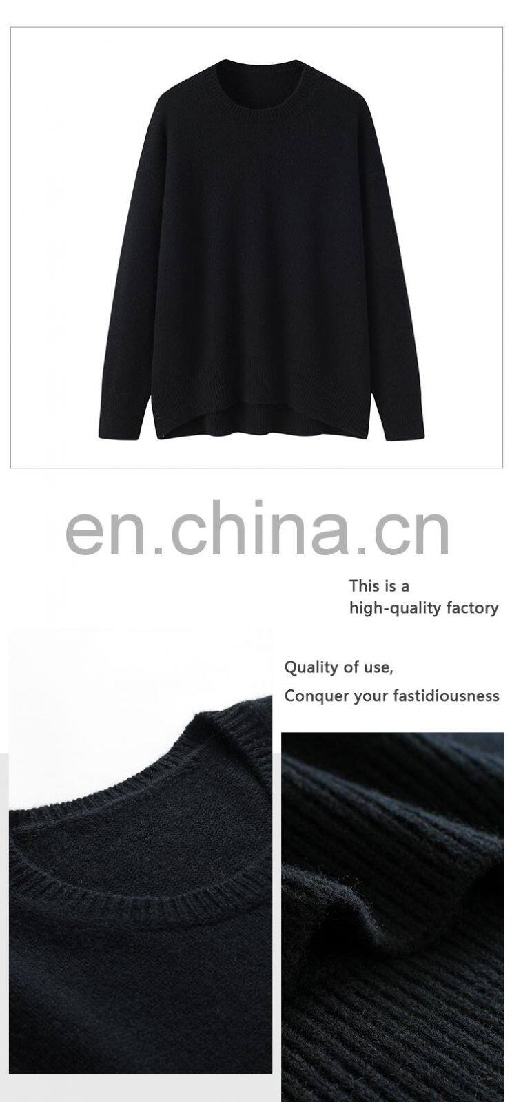 Custom Design Women's Oversized Round Neck Knit Tops Plus Size Casual Solid Pattern Cashmere Sweater Pullover Winter ODM Supply