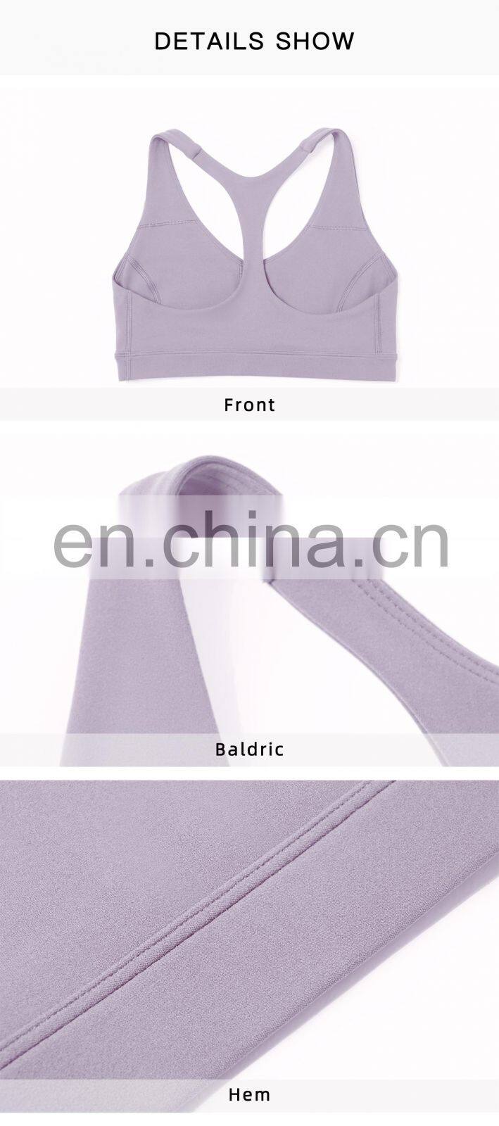 Custom Women High Impact Sports Bras With Racer Back Plus Size Workout V Neck Gym Top