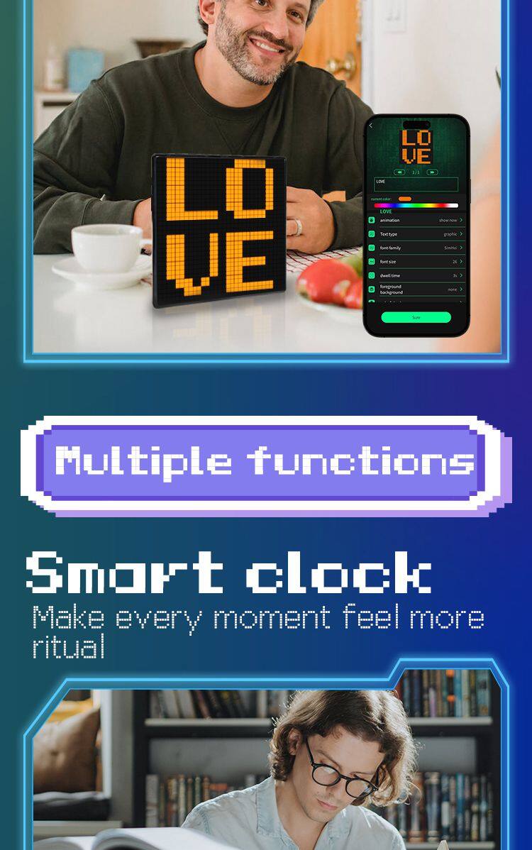 16x16 32x32 64x64 App Control Led Art Pixel Display Picture Frame Digital Pixel Dot Screen Art Display Screen for Desk