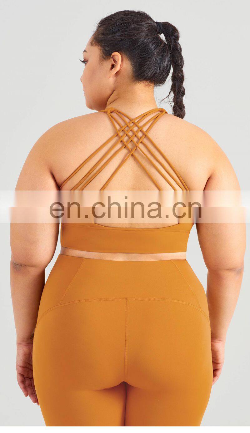 2022 High Impact Shockproof Cross Back Sports Bra Plus Size Women Gym Fitness Yoga Top
