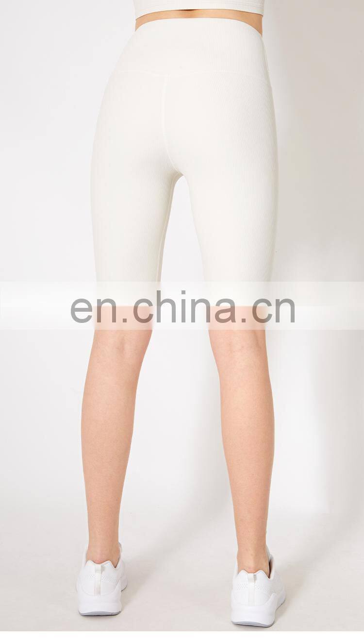 OEM Service Sportswear Women's Rib Short Fitness Gym Yoga Short Without T Line