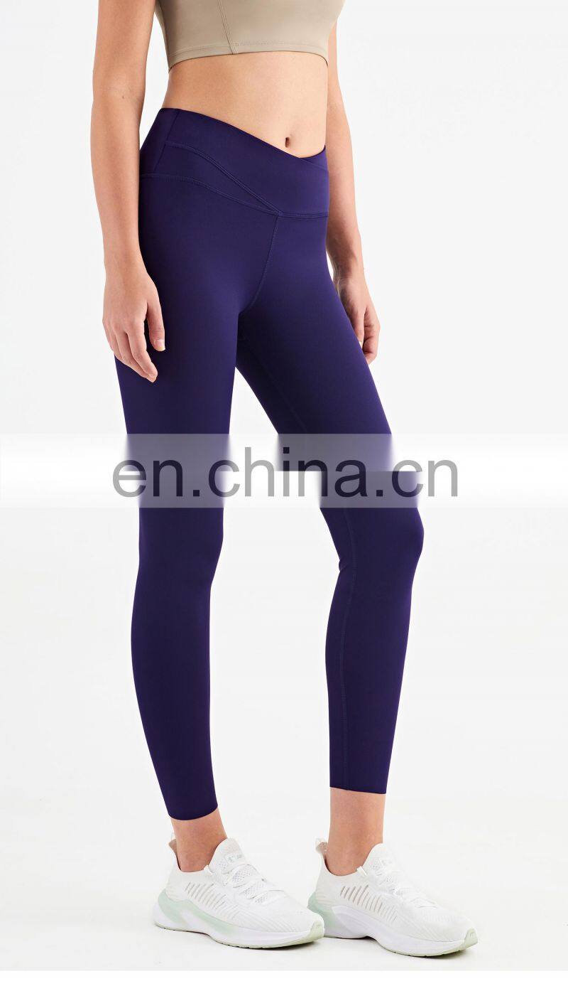 Crossover Waist Leggings Woman Scrunch Butt High Rise Fitness Yoga Pants Leggings Pitaya