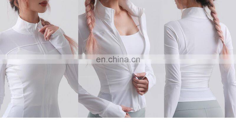 Wholesale UV Protection Women Full Zipper Yoga Tops Gym Long Sleeve Lightweight Jackets