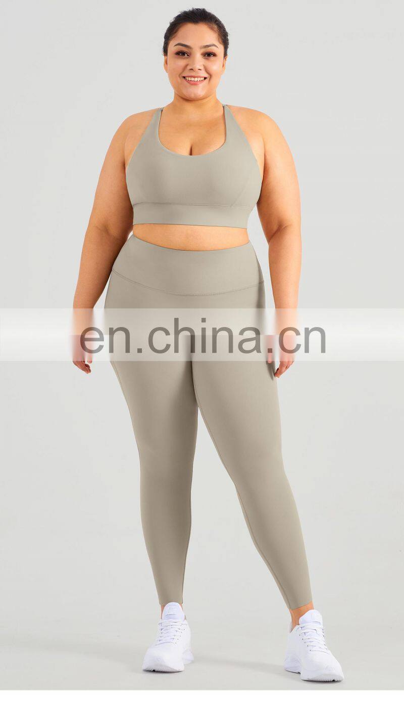 Hot Selling Lycra High Impact Sports Bra Plus Size Yoga Fitness Crop Top Cross Hollow Back