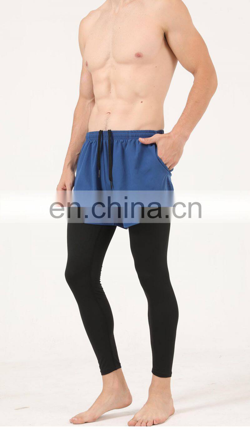 Quick-Drying Men's Leggings Casual Tights Body Two Pieces Running Fitness Sports Shorts