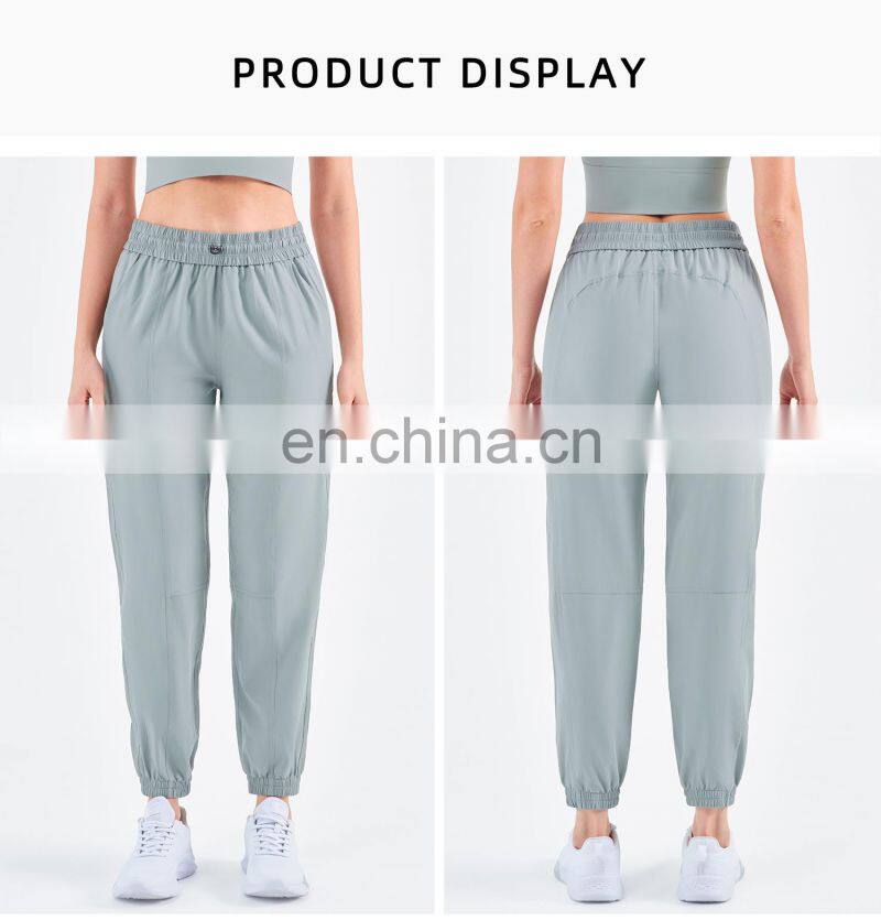 UV Protection Outdoor Sweatpants Drawstring Gym Jogger Woman Yoga Pants With Pocket