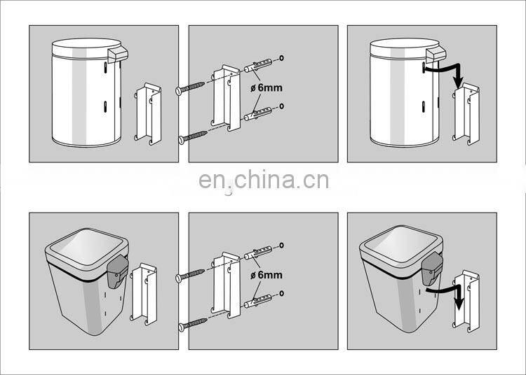 High quality pedal bin stainless steel hotel wall mounted bin