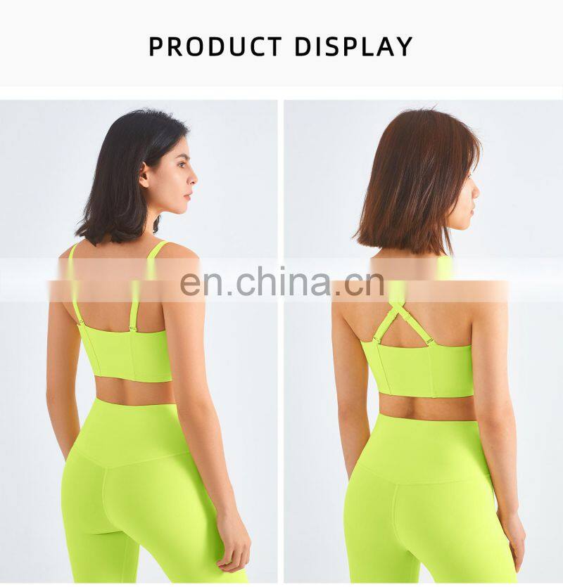 Tik Tok Multi Color Adjustable High Impact Sports Bra Breathable Backless Gym Top