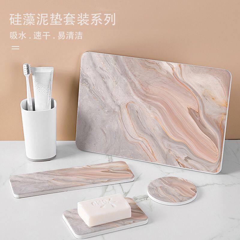 marble diatomite stone bath mats in set
