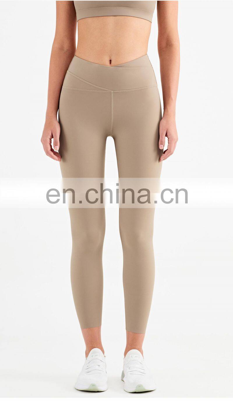 Crossover Waist Leggings Woman Scrunch Butt High Rise Fitness Yoga Pants Leggings Pitaya