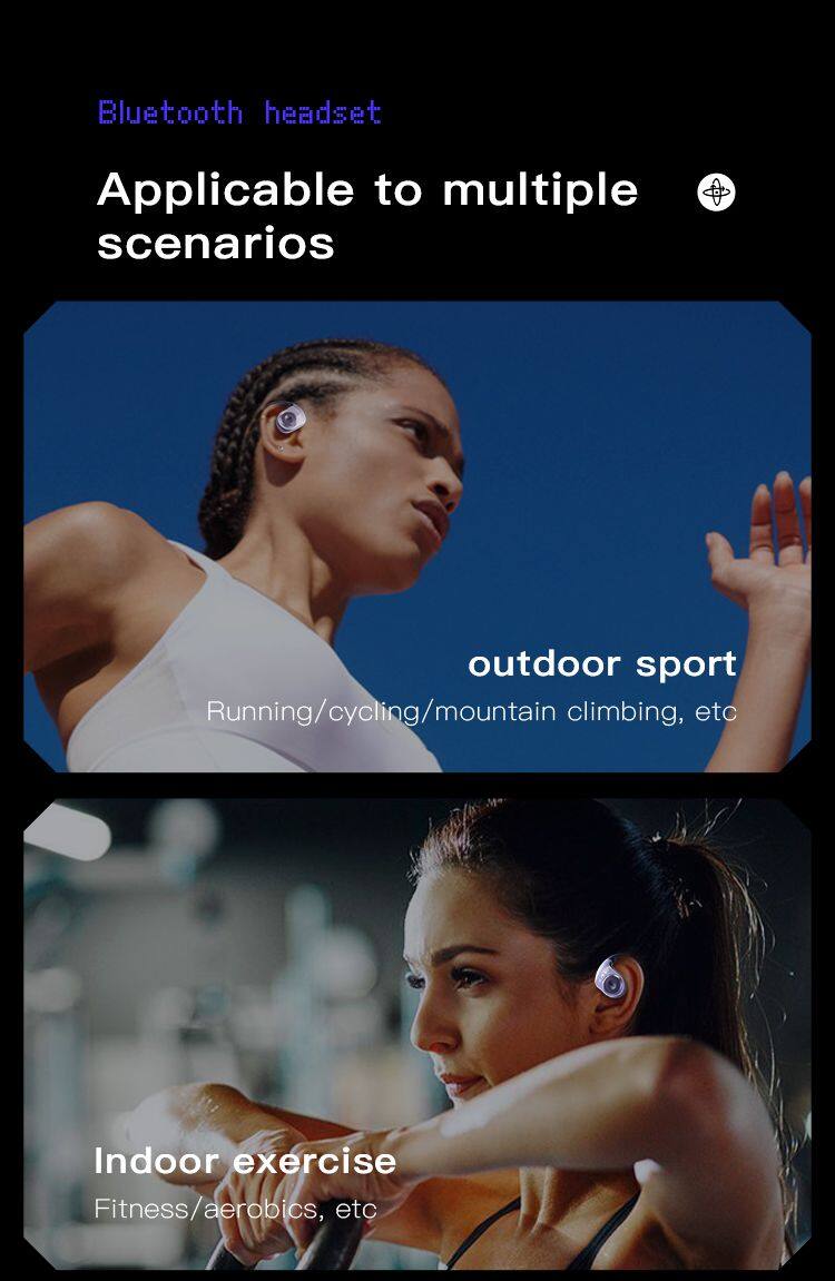 Bluetooth 5.3 waterproof IPX7 Earbuds earphones sport wireless earbuds with carabiner dust protection ear hook Ear clip