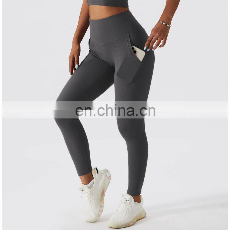 Winter Warm Fleece Yoga Fitness Leggings With Pockets Tiktok Curved Stitching Sports Pants