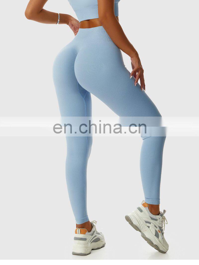 Factory Sales Seamless Scrunch Butter Yoga Leggings Gym High Waist Sports Fitness Pants