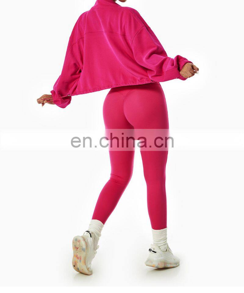 Full Zipper Women Custom Lightweight Slim Fit Yoga Jackets Long Sleeve Yoga Crop Tops
