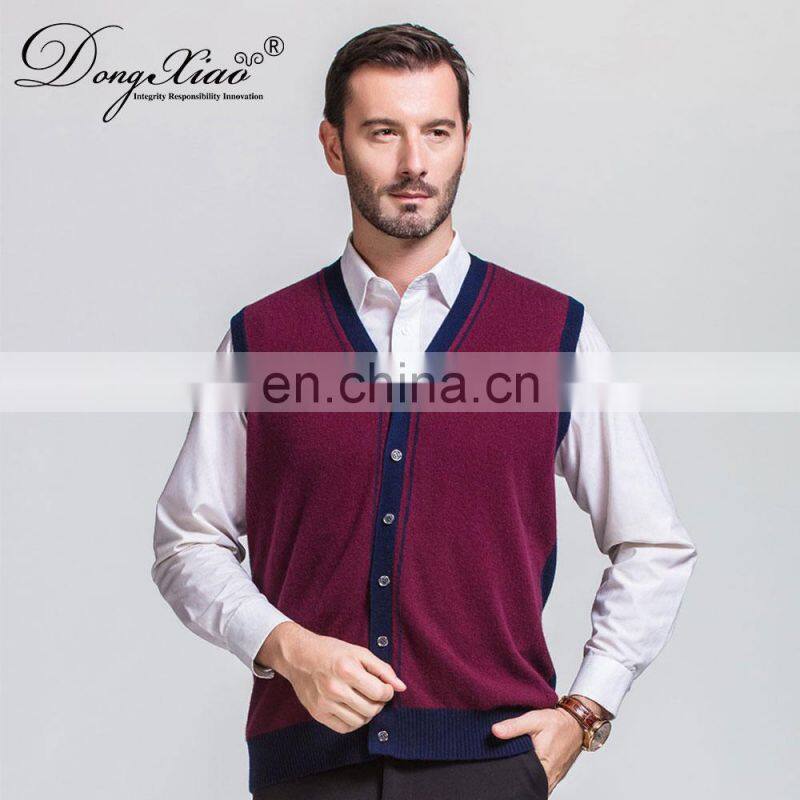 Custom Sleeveless Button Cardigan V-Neck Men's Vest Waistcoat Knitted Weaving for Spring Season