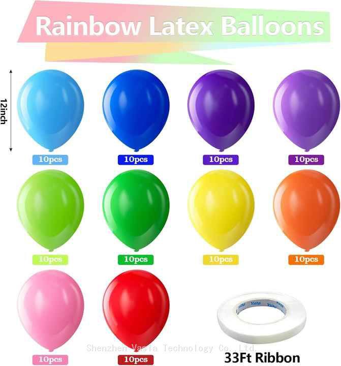 Rainbow Latex Balloons (10)