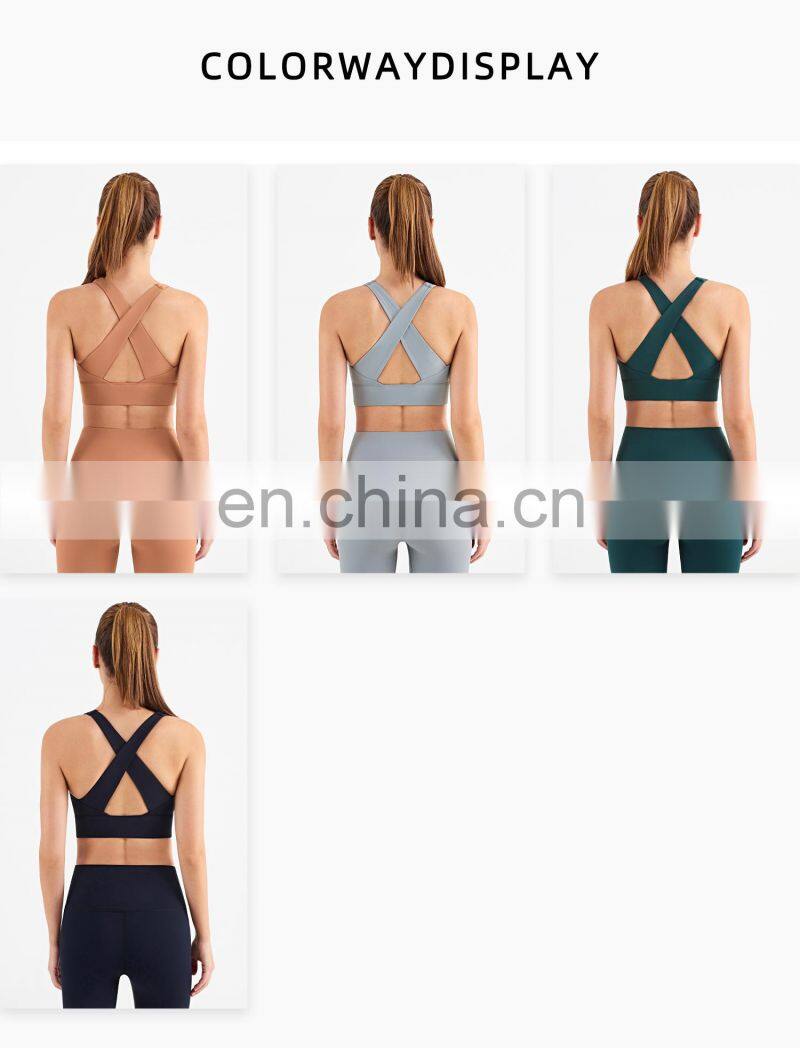 Designer Wholesale 2022 High Support Sport Bra Hollow Cross Back Sport Top Sports Bra Women