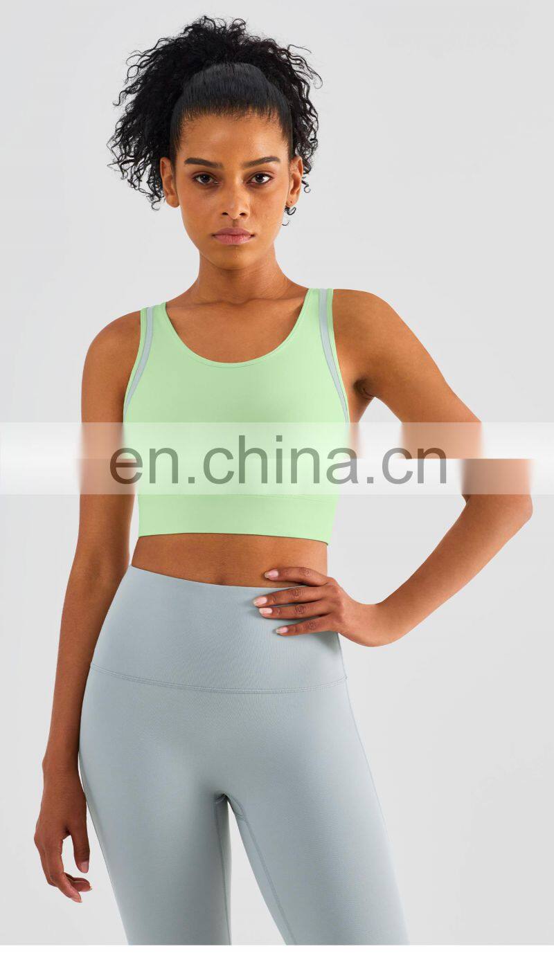 Fixed Pads Contrasting Colors Custom Sports Bras Racer Back High Impact Gym Tops