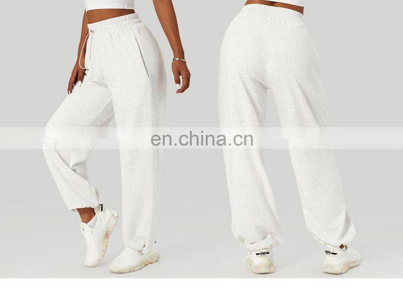 Custom Workout Adjustable Blank Jogger Pants Women Side Pockets Gym Sports Leggings