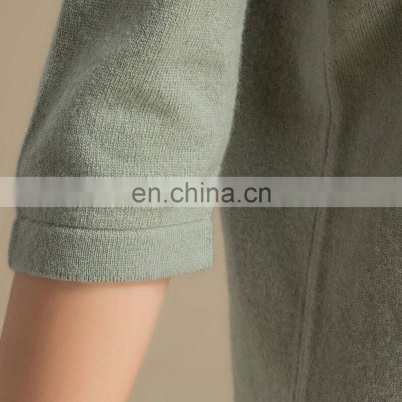Basic Design Women's Causal Knit O-Neck Cashmere Sweater OEM Service Available