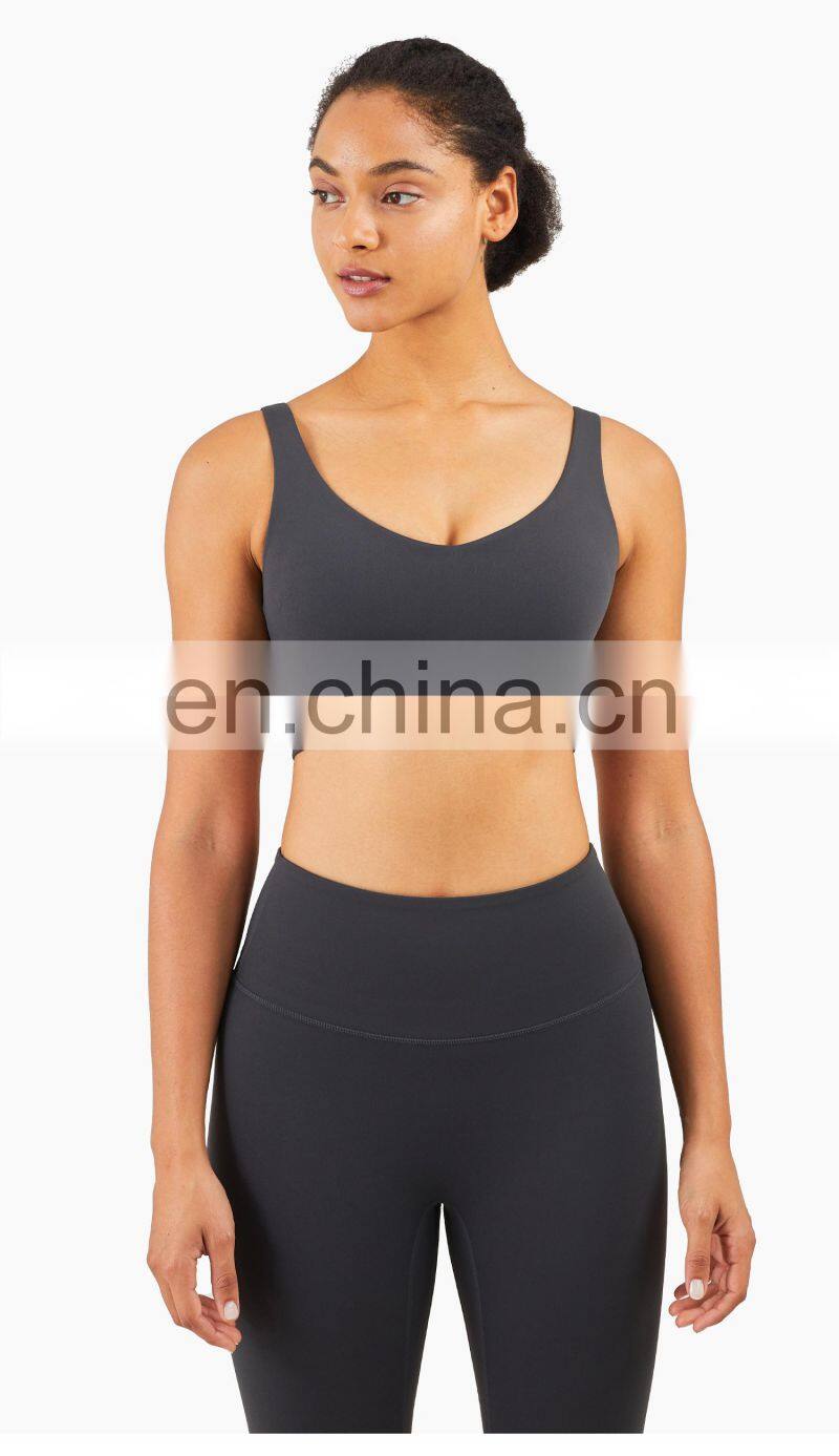 LOLOLULU Private Label Women Gym Yoga Bra V Neck Tank Top Fitness Athletic Clothes