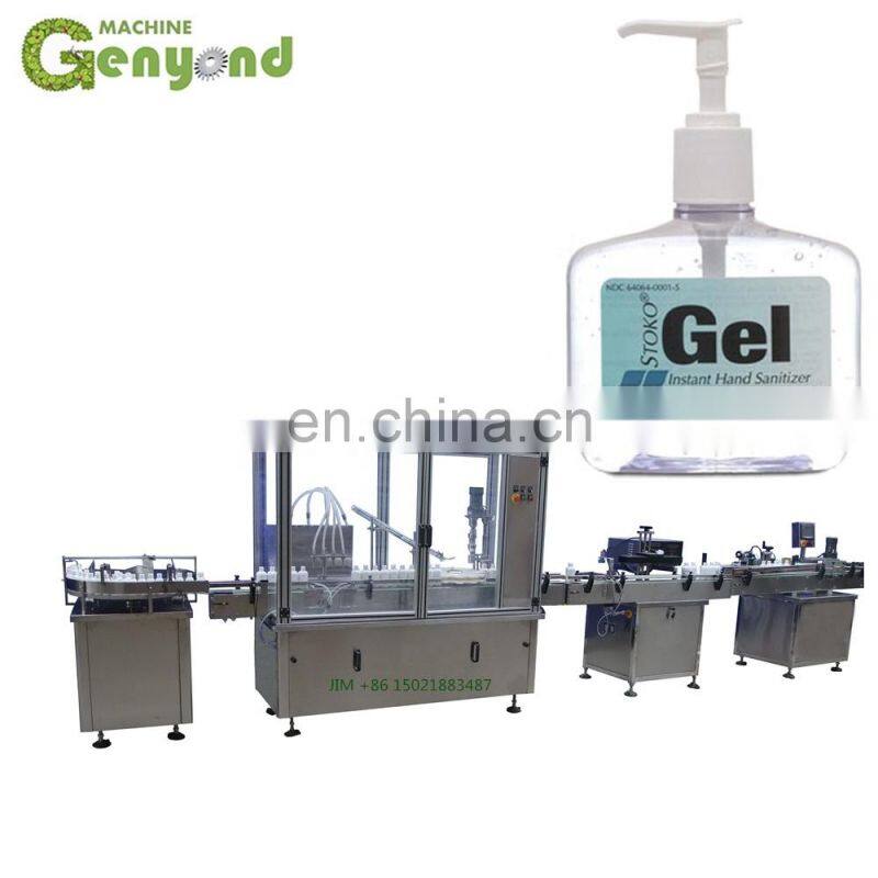 Automatic Linear Type Spray Bottle Medical Alcohol Liquid Disinfectant Filling Capping Labeling Machine Line
