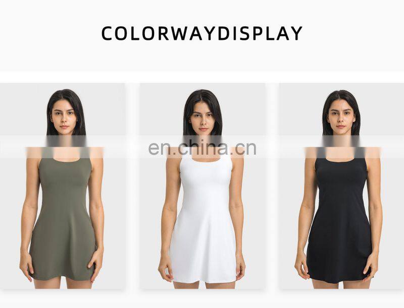 2 In 1 Women Side Pockets Tennis Dress With Shorts Custom Quick Dry Sports Golf Wears