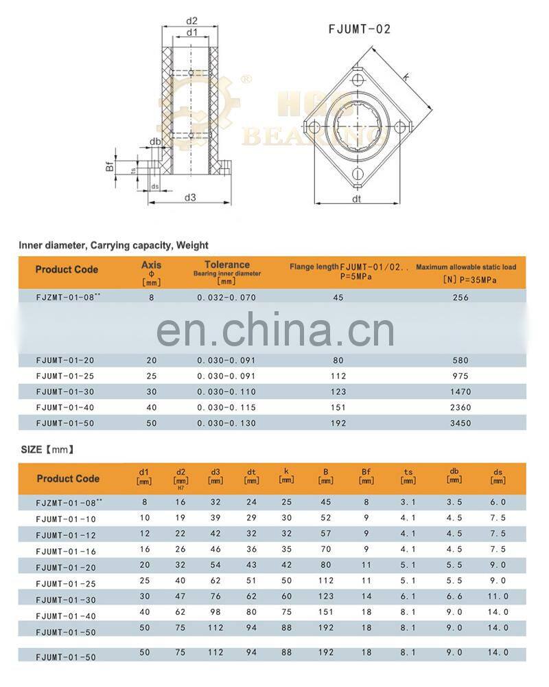 Aluminum Base Alloy Base Long Precision Bearing FJUMT Corrosion Resistance