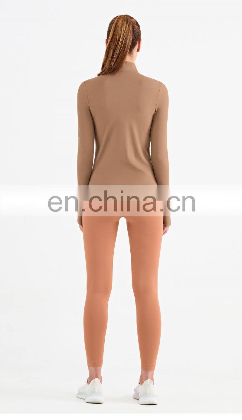 New Arrival Custom Two Piece Women Workout Sets Half Zipper Jacket High Waist Sports Legging