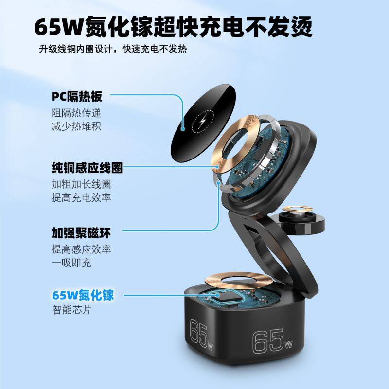 USB foldable wireless magnetic portable charger for  smart phone earphones  watch