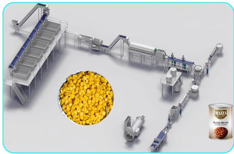 Juicing 1T/H Sweet corn glutinous niblet kernel peeling wash cooking cooling sterilization Tin cans packing processing making line pulping crushing