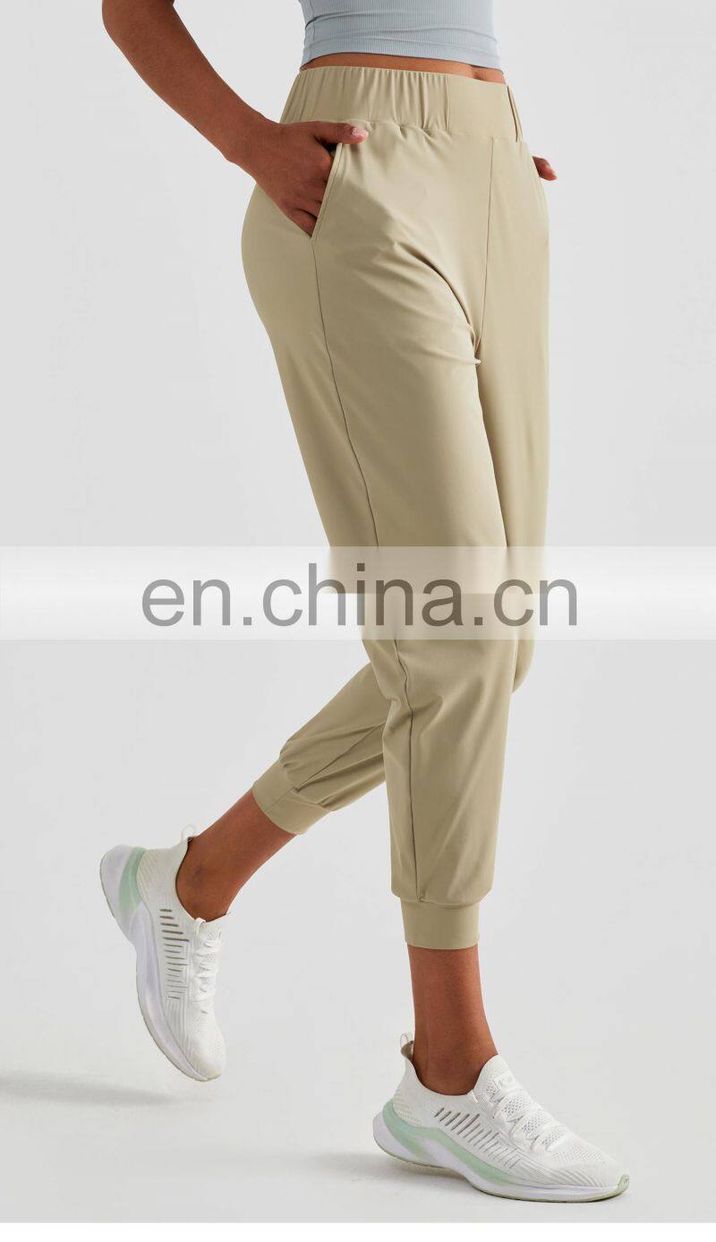 Custom Quick Dry Women Jogging Loose Casual Pants Side Pockets Yoga Fitness Leggings