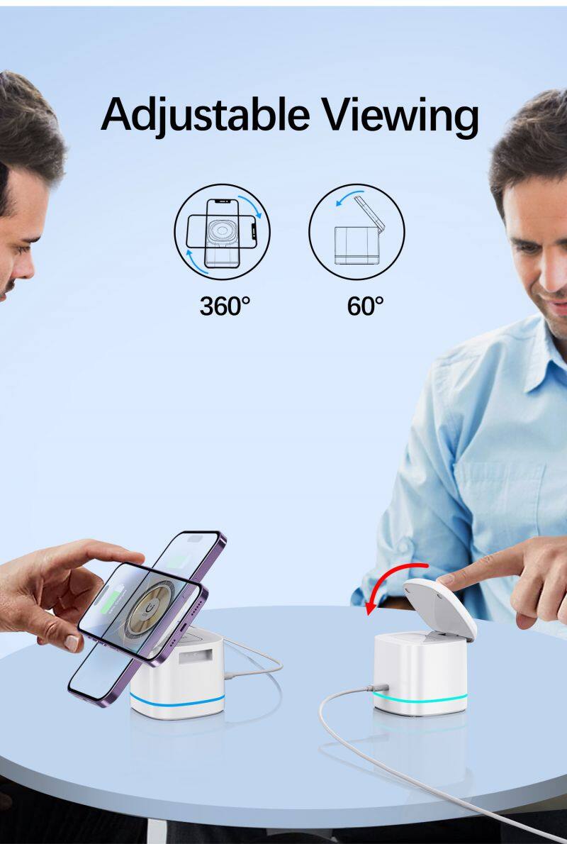 Portable 3-in-1 15W Wireless Charger Multifunctional with Power Bank for Multiple Devices and Microphone Use