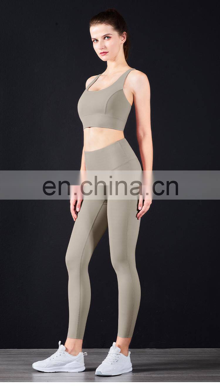Hot Sale  Women Fitness Sexy Backless Yoga Set Custom Workout Breathable Gym Activewear